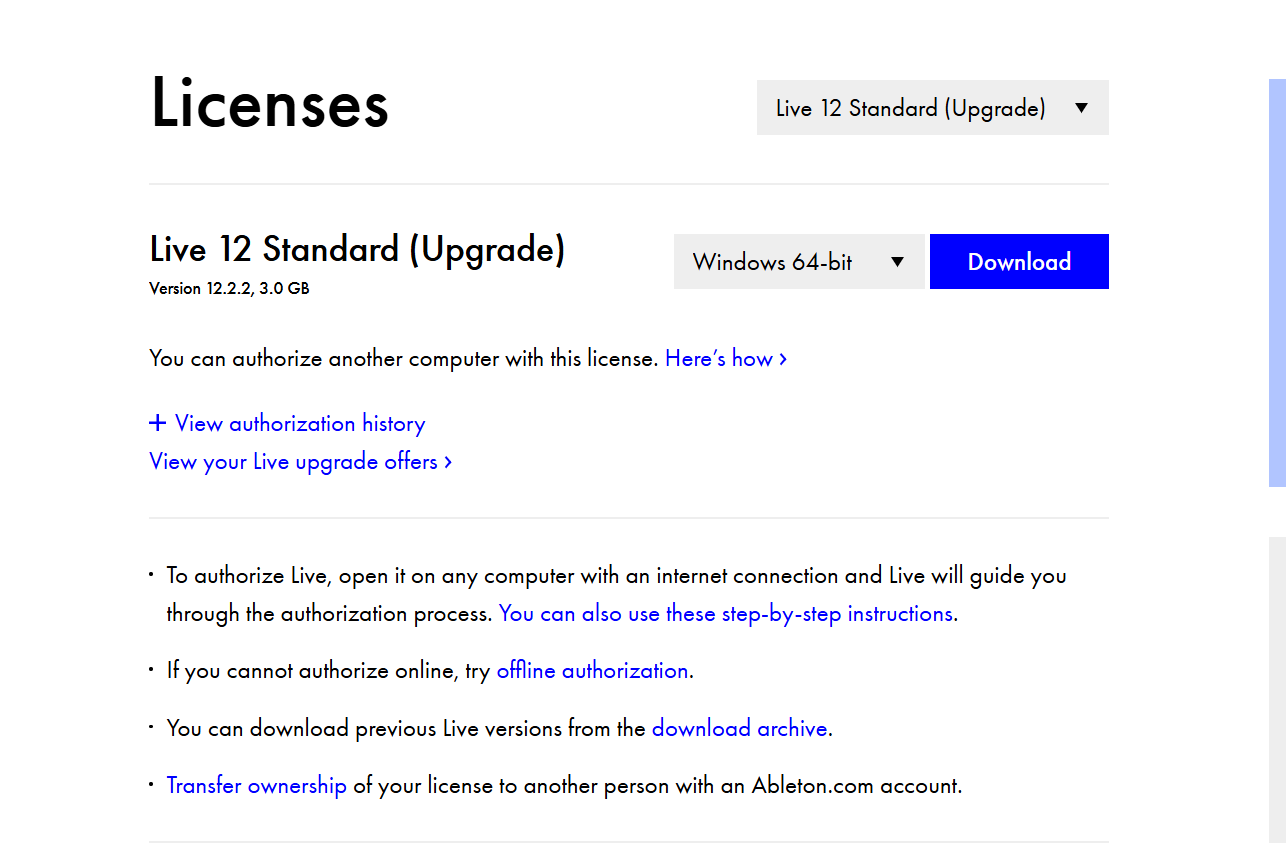 Ableton Live 12 Standard License upgraded from Lite